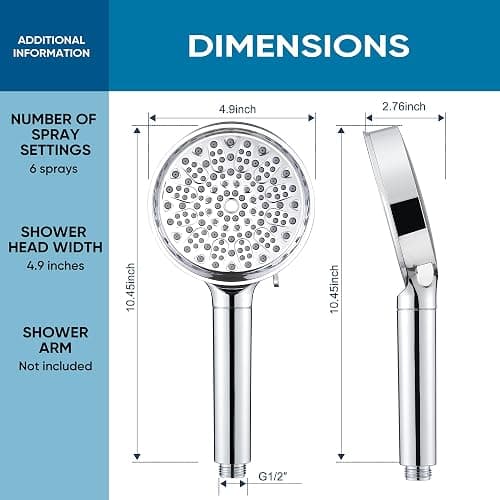 Cobbe Filtered Shower Head with Handheld, High Pressure 6 Spray Mode Showerhead with Filters, Water Softener Filters Beads for Hard Water - Remove Chlorine - Reduces Dry Itchy Skin, Chrome thumbnail 2