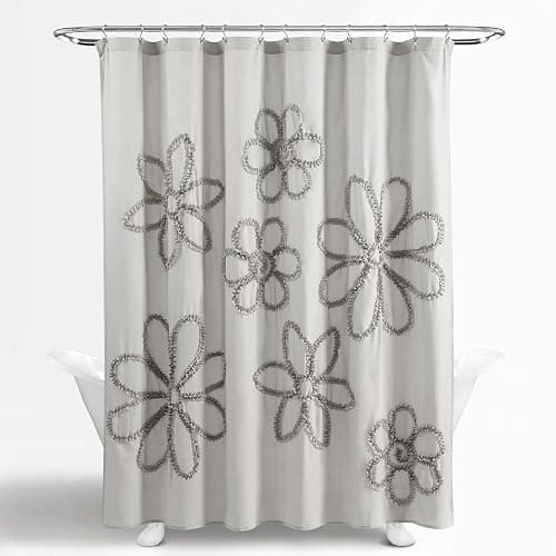 Lush Decor White Ruffle Flower Polyester Shower Curtain, 72" x 72" thumbnail 5