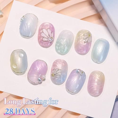 Double Rhythm 6 Pcs 15 ML Gel Polish Set Same Color Same Bottle Soak Off Gel Polish Kit Nail Art Manicure Salon DIY at Home for Women (Pearl Pink White Green Blue Purple-T6-21) thumbnail 9