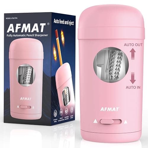 AFMAT Electric Pencil Sharpener, Fully Automatic Pencil Sharpener for 7-8mm Pencils & Colored Pencils, Auto in & Out, Rechargeable Vertical Hands-Free Sharpeners for Classroom/Home/Office PSX7(Pink) - Image 1