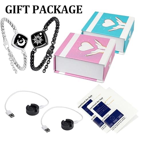 PULOMI Long Distance Touch Bracelets, Vibration & Light up Remote Smart Matching Couples Bracelet for Couple Long Distance Relationship Girlfriend Boyfriend Festival Gifts Lover Jewelry Set thumbnail 6