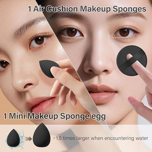 Makeup Brushes Set, Mlemle Professional 25 Pcs Makeup Kit, Include Foundation Powder Blush Concealers Eye shadows 21 Pcs Makeup Brushes and 2 Powder Puff, 2 Makeup Sponge(B01-Black) thumbnail 5
