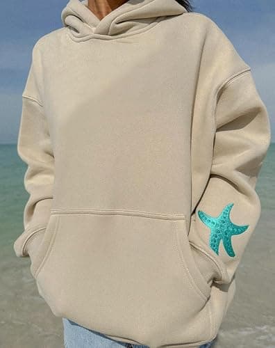 ROAONOCOMO Women Y2K Embroidered Hoodie Floral Graphic Oversized Pullover Hoodie Cute Animal Pocket Hooded Sweatshirts thumbnail 2