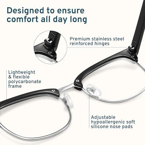 racico Blue Light Glasses for Men & Women - Mixed Material + Metal Frames with UV Protection Coating thumbnail 5