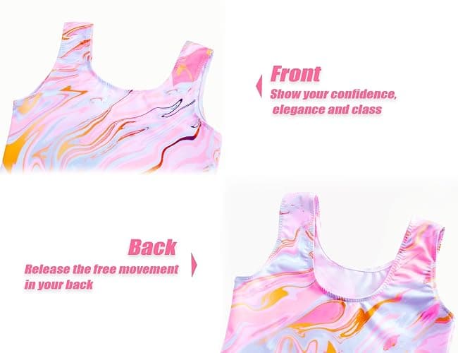 Jinhiteam Gymnastics Leotards for Girls - 2 Piece Shiny Sleeveless Outfit with Gym Shorts for Little Kids (4-12 Years) thumbnail 4