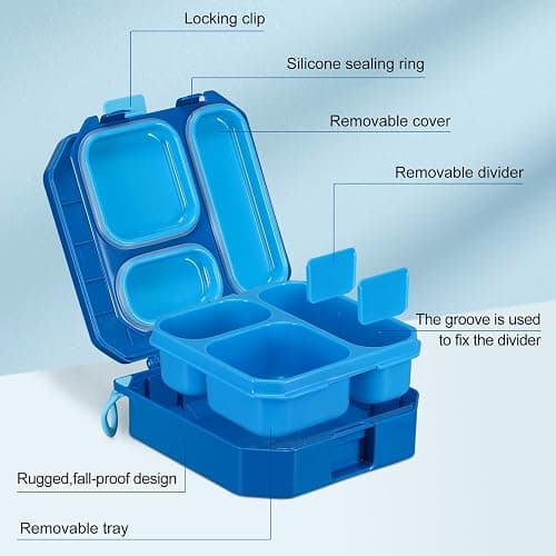 wiwens Bento Lunch Box for Kids with 12oz Soup Thermo Leak-Proof Lunch Food Container with 5 Compartment Thermo Hot Food Jar and Insulated Lunch Bag for Kid Toddler Girls Boys to School thumbnail 2