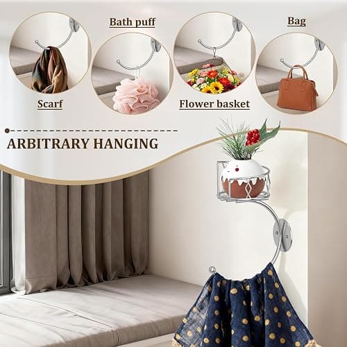 Simple Silver Hand Towel Holder for Bathroom Wall, Metal Sturdy Wall-Mounted Towel Hook with Candle Holder for Vase and Bottled, Hand Towel Racks/Hanger for Bathroom Decor and Kitchen thumbnail 5