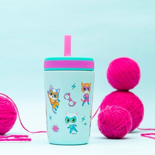 Zak Designs SuperKitties Kelso Toddler Cups For Travel or At Home, 12oz Vacuum Insulated Stainless Steel Sippy Cup With Leak-Proof Design is Perfect For Kids (Ginny, Sparks, Buddy, Bitsy) thumbnail 2
