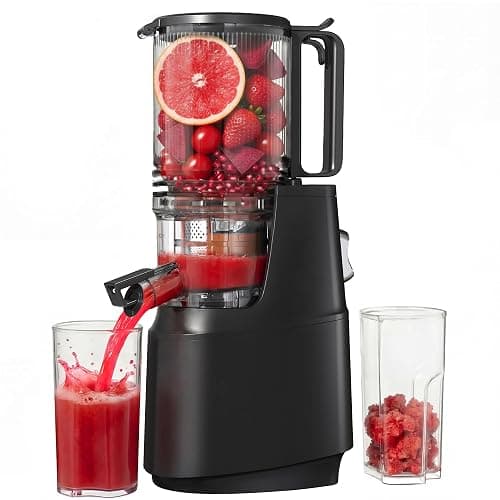 Cold Press Juicer, Juicer Machines with 5.3" Wide Feed Chute, Slow Masticating Juicer for High Yield with Whole Fruits and Vegetables (Black) - Image 1