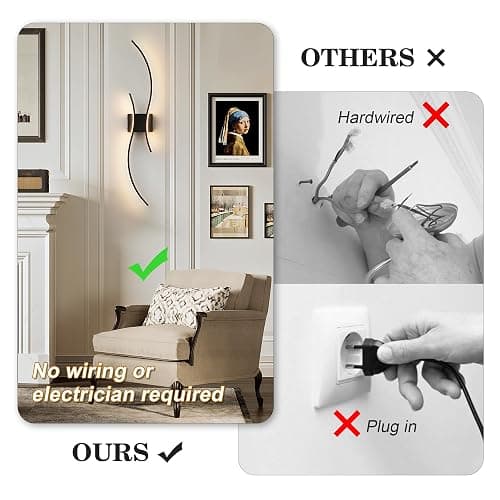 KARTOOSH Battery Operated Wall Sconces Set of Two with Remote Control, Stepless Colors 3000K-6000K & Dimming, LED Black Wireless Wall Light for Living Room, Hallway, Bedroom, 39.3 Inch (2 Pack) - Black - 39.3 Inches (2 pack) thumbnail 2