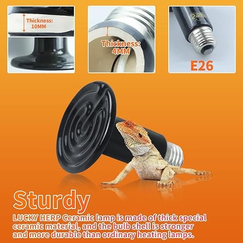 LUCKY HERP 100W Ceramic Heat Emitter, Reptile Heat Bulbs, Ceramic Heat Lamp for Reptiles, Amphibian, Chicken, Dog, Cat (2-Pack) thumbnail 5