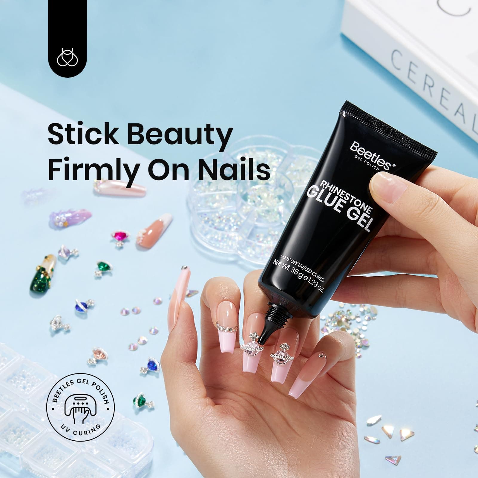 beetles Gel Polish 35ML Rhinestone Glue for Nails Gel Polish, Gel Nail Glue for Decoration Super Strong Bling Gel for Nail Gem Glue Nail Art Jewels Nail Crystals Beads Diamonds 3D Beauty thumbnail 2