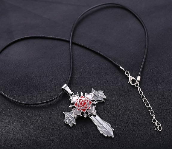 DTKJ Pendant Necklace Anime Jewelry Vampire Knight Turnable Pendant Rose Medallion Necklace thumbnail 2