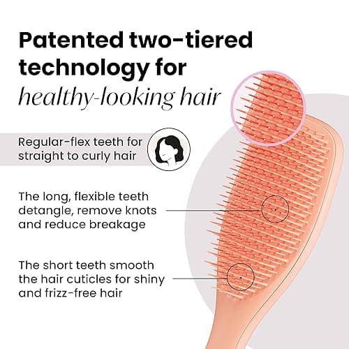Tangle Teezer Ultimate Detangler Brush for Wet & Dry Hair, Eliminates Knots & Reduces Breakage for All Hair Types, Amazon Exclusive Apricot thumbnail 3