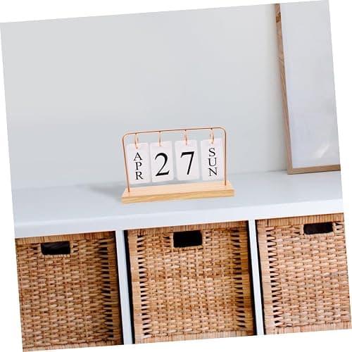 DOITOOL Perpetual Flip Desk Calendar with Wooden Base Reusable Retro Desktop Calendar for Office and Home thumbnail 6