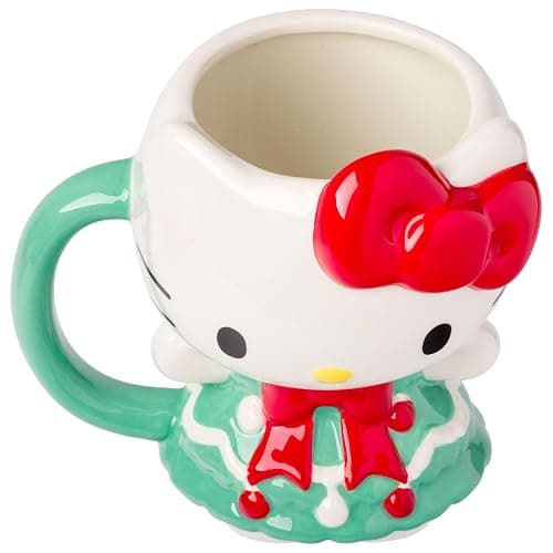 Silver Buffalo Sanrio Hello Kitty Holiday Christmas Tree Dress 3D Sculpted Ceramic Mug, 20 Ounces thumbnail 6
