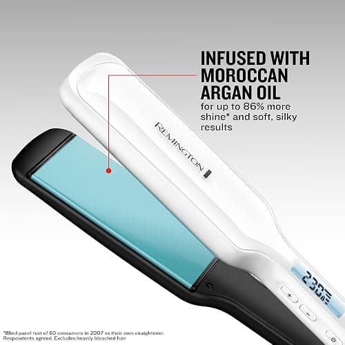 Remington Shine Therapy Wide (45mm) Floating Plate Hair Straightener with Advanced Ceramic coating infused with Moroccan Argan Oil for sleek & smooth glide, 9 settings 150°C–230°C, S8550 thumbnail 6