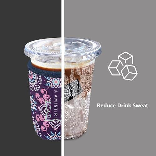 3 Pack Reusable Sleeve for Iced & Hot Drinks Cup, Neoprene Sleeve Compatible With Starbucks, Dunkin Coffee Cup (Brust Flower) thumbnail 4