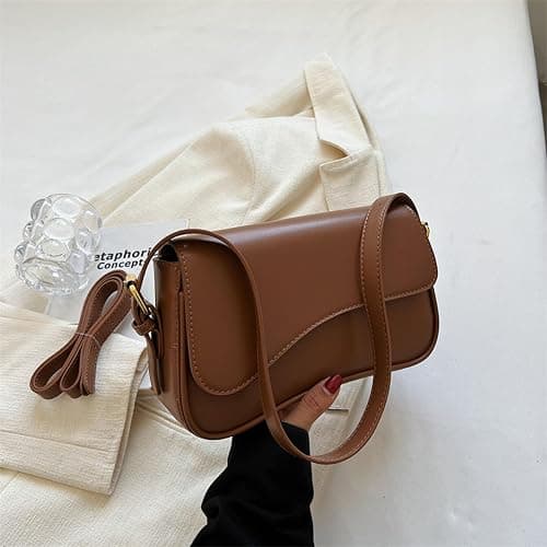Shoulder Bag for Women Y2K Trendy Purse Vegan Leather Hobo Handbags Clutch Saddle Bag with 2 Removable Strap thumbnail 3