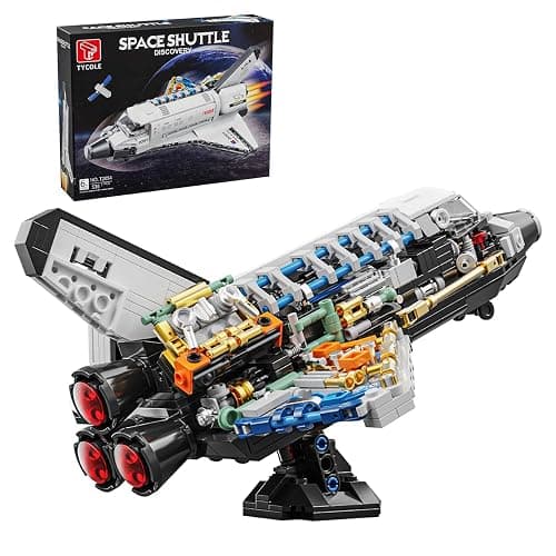 TYCOLE Space Shuttle Building Block Set -Spaceship Building Toy with Stretchable Satellite, Translucent Design Collection for Home Office Decor, Christmas Birthday Gift for Adults & Boys 8-12 (536PCS) - Image 1