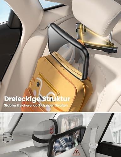 Lamicall Spiegel Auto Baby Rückbank - [2026 Haken Clip] Bruchsicher Autospiegel Baby Rücksitz, 360° Drehbar Babyspiegel Rücksitzspiegel, Kopfstützen Auto Spiegel für Baby&Kinder mit 175° Konvexspiegel thumbnail 3