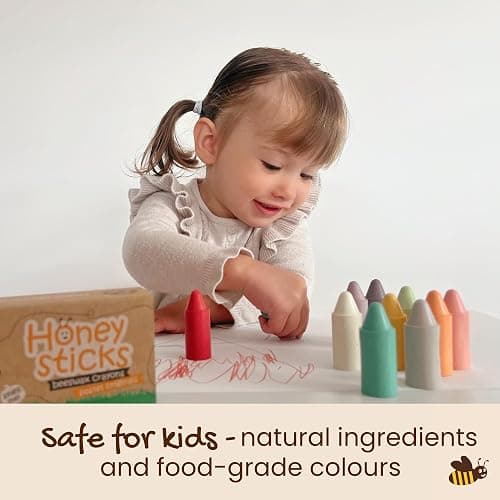 Honeysticks 100% Pure Beeswax Crayons (12 Pack) - Pastel Colored, Non Toxic Crayons, Safe for Babies and Toddlers, For 1 Year Plus, Made with Natural Beeswax and Food-Grade Colors, Eco-Friendly thumbnail 4