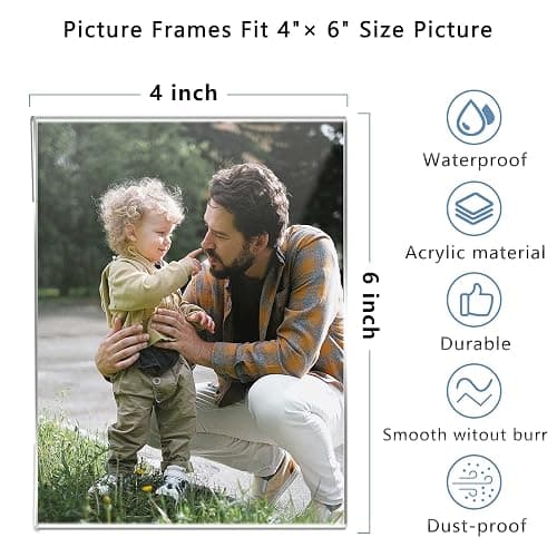 DZZ Clear Acrylic Photo Picture Frames Display Picture,Wall Mounting Clear for Home,School,office,-Vertical, 4x6, Set of 6 thumbnail 4