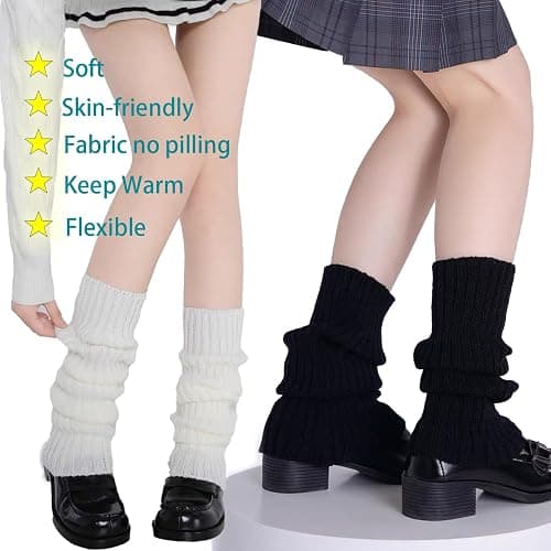 MPINOI 2PCS Leg Warmers for Women Winter - Leg Warmers y2k 80s Neon Ribbed leg socks outfit for Eighty's Party Sports Yog thumbnail 3