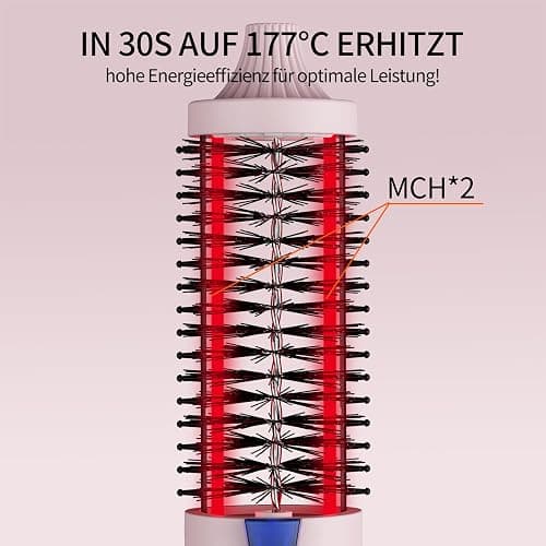 K&K Stylingbürsten K&K Thermobürste Keratin Thermal Brush Protect Beheiztes Fass Heiße Haarbürste, Ionisch Glatt Scheinen Volumen Kamm, Haarglätter Lockenwickler Styling Tool, Dual Spannung thumbnail 4