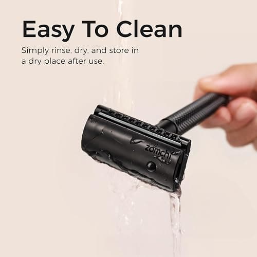 ZOMCHI Safety Razor for Men with 5 Double Edge Safety Razor Blades, One Blade Safety Razor, Metal Razor Zero Waste – Black thumbnail 8