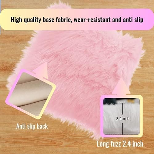 NINGDAN 12inch Square Small Faux Fur Sheepskin Cushion Soft Plush Area Rug,Photo Background for Small Product Desktop Photography,Display and Decor,Jewelry,Nail Art,Locker Accessories (White) thumbnail 5