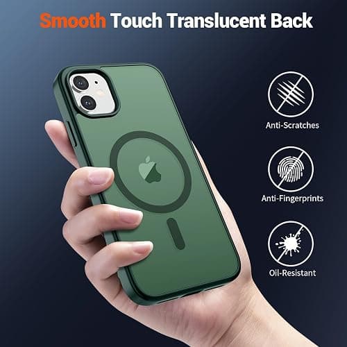 SUPFINE Magnetic for iPhone 12 Mini Case & iPhone 13 Mini Case (Compatible with MagSafe) (Military Grade Drop Protection) Slim Translucent Matte Shockproof Phone Cover,Forest Green thumbnail 6