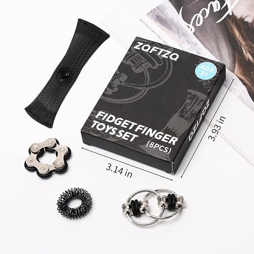 8Pcs Sensory Fidget Toys with Fidget Spinner Anxiety Toy Acupressure Rings Bike Chain Marble Mesh and Flippy Chain Desk Fidgets Quiet Toys for Autism,Easter Toys for Teens Adults Boys & Girls thumbnail 7