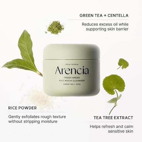 Arencia Korean Rice Mochi Face Cleanser - Face Wash, Gentle Scrub All in One for Deep Cleansing, Moisturizing, Pore Minimizing with Rice Water & Green Tea (4.23oz) thumbnail 5