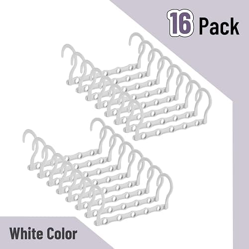 Mr. Pen- Space Saving Hangers for Clothes, 16 pcs, White, Plastic Multi Clothes Hangers Space Saving, 5 Slots, 360° Rotating Hooks thumbnail 3