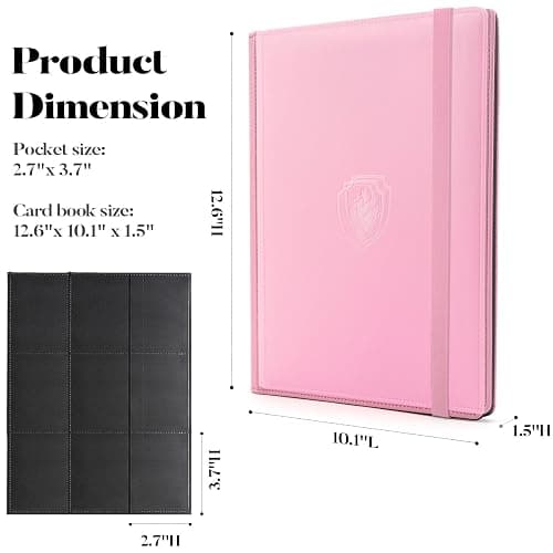 Fabmaker Trading Card Binder - 9 Pocket PU Cover Collection Book for 360 Cards, Premium Sturdy Holder Folders, Album for YuGiOh, MTG, TCG, Game & Sports Cards, Pink thumbnail 3