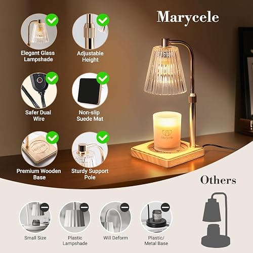Marycele Candle Warmer Lamp with Timer Dimmer, Christmas Birthday Gifts for Mom Women Sister Her, House Warming Gifts, Thanksgiving Decorations for Office Room Home Decor, Clear Adjustable Wax Warmer thumbnail 4