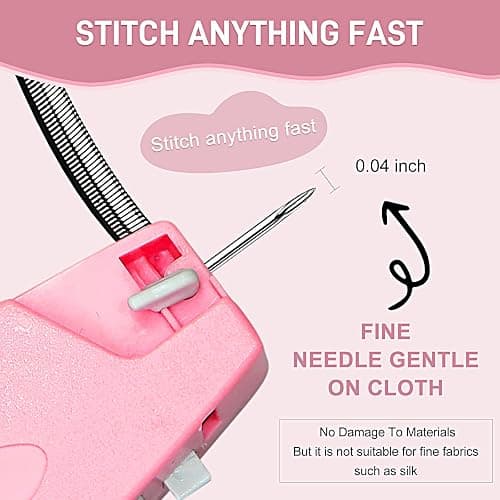 Stitch Gun for Clothes， Handheld Stitch Gun Quick Clothing Fixer，Sewing Kit Includes 1,000 Black Fasteners & 1,000 White Fasteners & 6 Needles，Tagging Gun（Pink） thumbnail 3