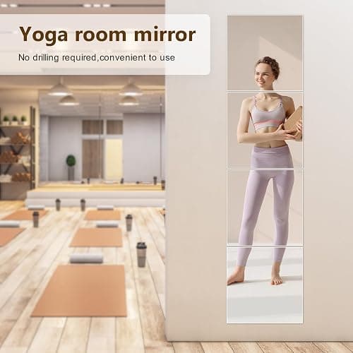 Shiftshade 4 Pack Wall Mirror Full Length, 12 x 12 Inch Acrylic Mirror Tiles, Shatterproof Flexible Plastic Mirror Sheets for Bedroom Home Gym Door thumbnail 6