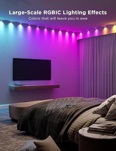 Govee RGBIC String Downlights, Smart LED String Lights Works with Alexa, Color Changing Indoor Wall Light Fixture for Party, Music Sync, 9.8ft with 15 LEDs, White thumbnail 2