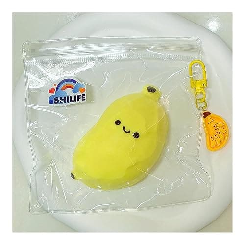 Taba Squishy,Stress Ball, Kawaii Squishies Silica Gel Toys,Stress Relieving Fur Ball OPP Packaging Gifts|Squishy Fidget Toys for Anxiety&Relaxation|Perfect Desk Accessory for Adults (Banana) thumbnail 7
