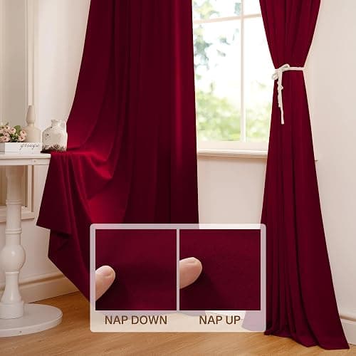 StangH Theater Red Velvet Curtains Christmas Curtains Super Soft Thermal Insulated Window Drapes 84 inches for Living Room Holiday Decorative for Master Bedroom, W52 x L84, 2 Panels thumbnail 4