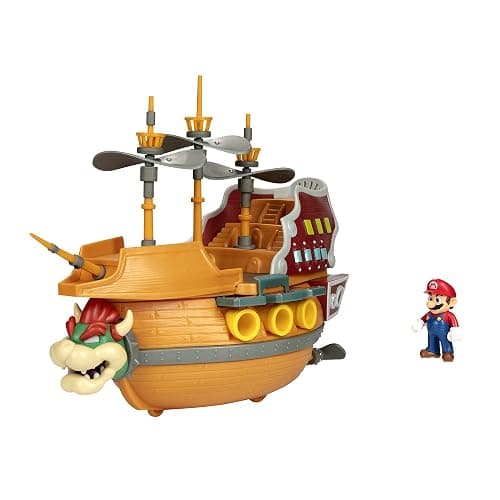 Super Mario Deluxe Bowser's Air Ship Playset with Mario Action Figure – Authentic in-Game Sounds & Spinning Propellers thumbnail 12