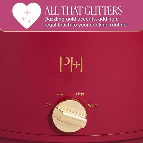 Paris Hilton 6-Quart Manual Slow Cooker, Features Three Settings (Low, High, Warm), Naturally Nonstick and Dishwasher Safe Stoneware Insert, Family Sized Capacity, Berry thumbnail 6