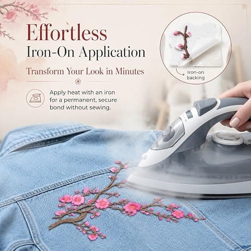 Cherry Blossom Iron Patch,5PCS Cherry Blossom Patches Iron On (5pcs Pink) thumbnail 4