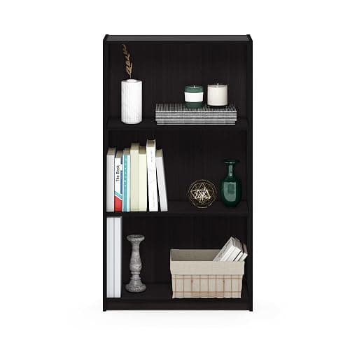 Furinno Basic 3-Tier Bookcase Storage Shelves, Dark Walnut thumbnail 6