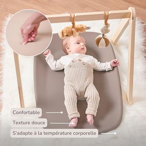 Nattou Matelas à langer bebe en mousse PU douce - Softy Matelas à langer lavable - 50 x 70 cm - Taupe thumbnail 5