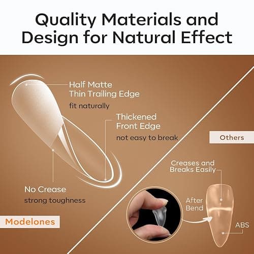 modelones Short Almond Nail Tips, Pre-shaped Soft Gel Tips Fake Nails False Acrylic Clear Full Cover Press on Extension Kit Gel Manicure DIY at Home 216PCS 12Sizes thumbnail 4