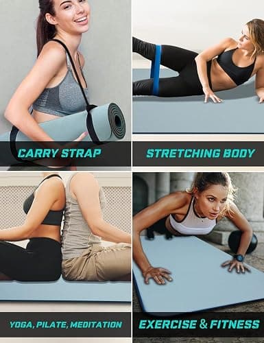 Yoga Mat Double-Sided Non Slip, 72'' x 32'' x 7mm - Extra Wide & Thick Yoga Mat for Women Men Kids, Professional TPE Yoga Mats for Home Workout, Yoga, Pilates and Floor Exercise, with Carrier Strap thumbnail 6