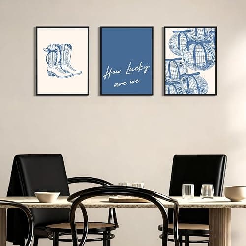 3 Pcs How Lucky Are We Canvas Wall Art Blue Disco Bows Posters Coastal Cowgirl Pictures Print Girly Western Wall Art Aesthetic Dorm Decor for Girls Room Bedroom Living Room Apartment Bathroom Decoration 12*16In Unframed thumbnail 4